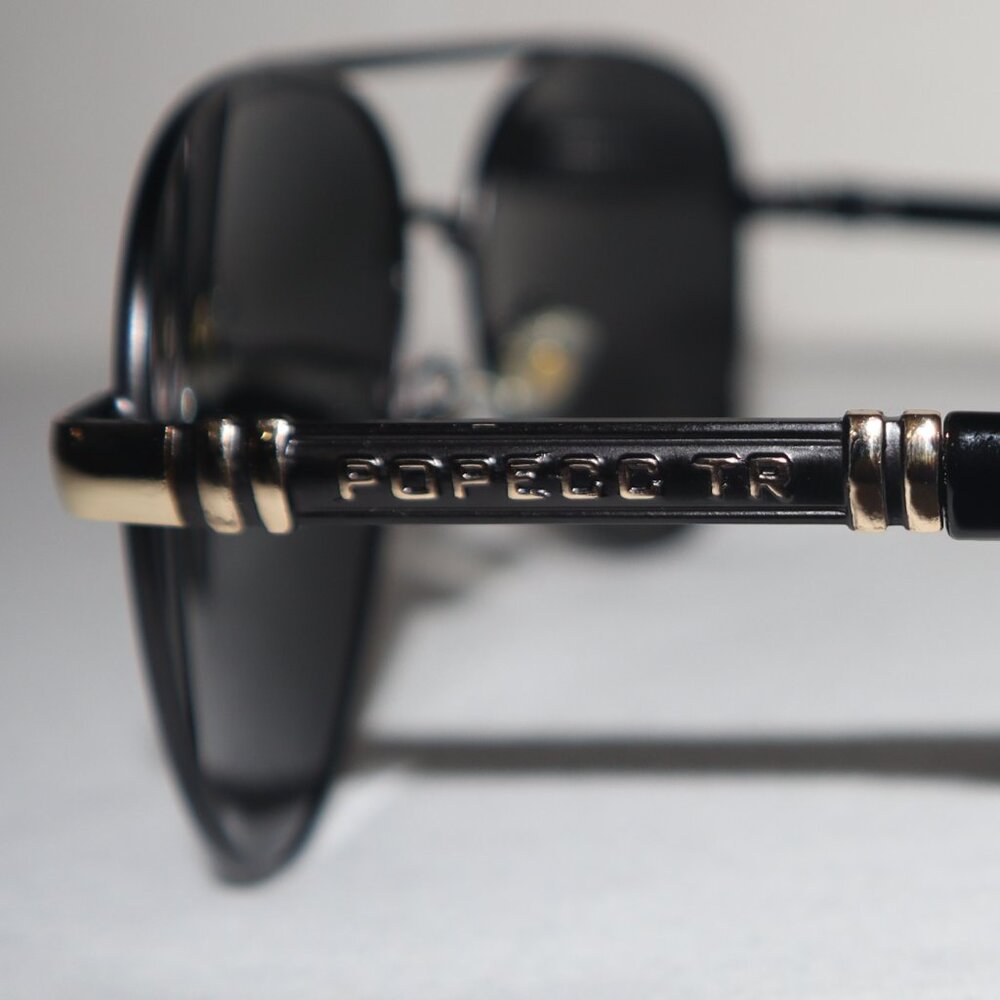 Unisex Trendy Black Metal Polarized Sunglasses Large Frame Double Bridges